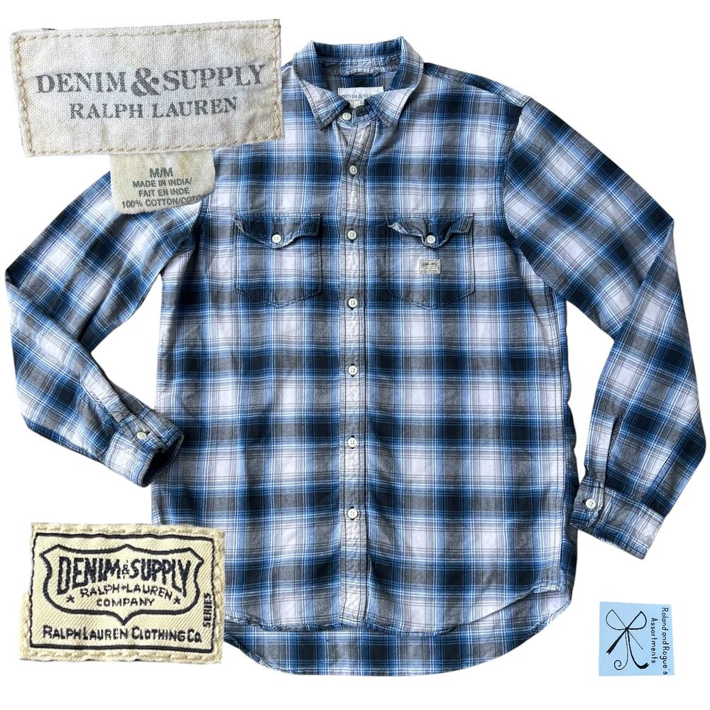 Denim and Supply Ralph Lauren 100% Cotton Plaid Button-up Shirt Men's Sz M